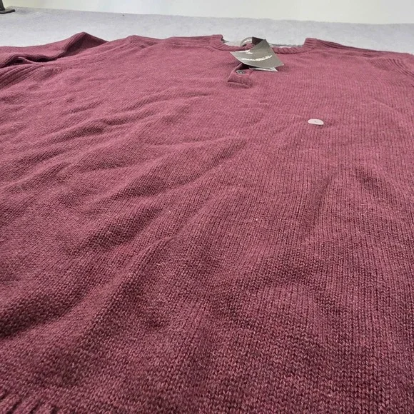 Eddie Bauer Sweater Mens Large Red 100% Cotton Henley Knit Crew Neck Pullover - Picture 4 of 13